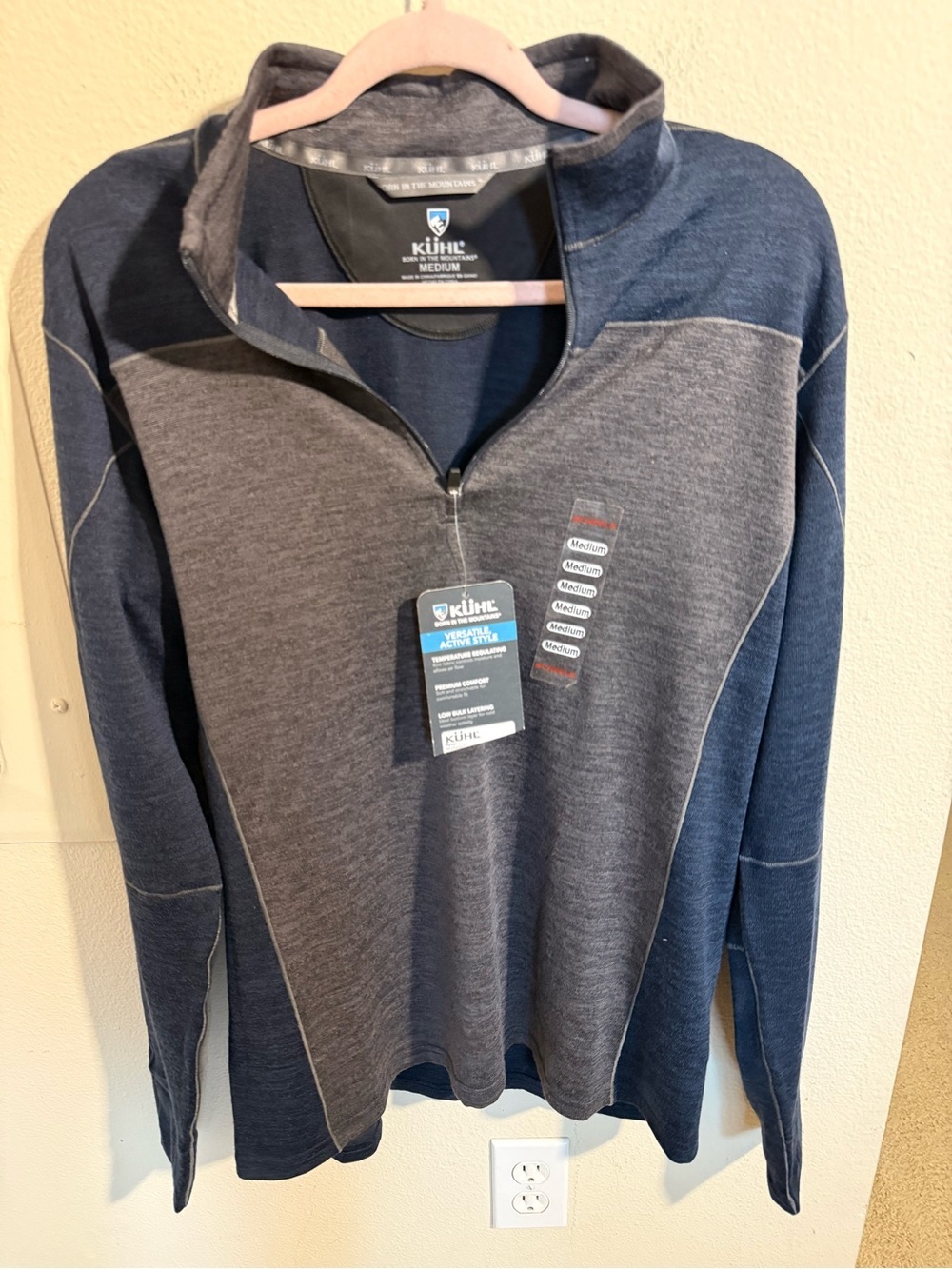 KÜHL Men’s Medium Quarter Zip Pullover Blue Gray Performance Sweater